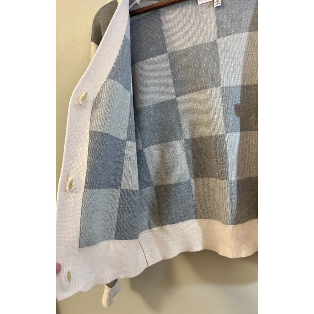 Willow‎ And Wind XS Checkered Cardigan Ivory/grey. Valentine's Girly Slay Crop - Picture 13 of 16